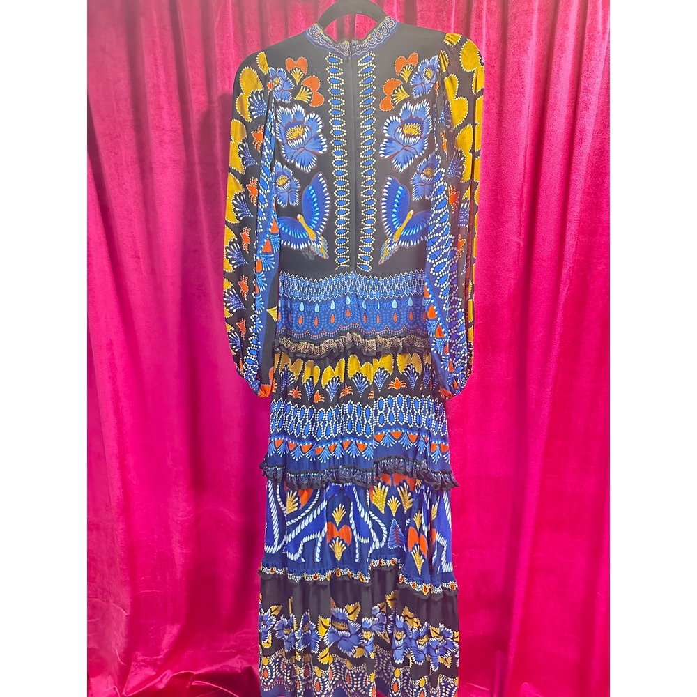 Farm Rio Ainika Maxi Dress Womens XS Multi Good Floral Tiered Ruffle Boho - Picture 5 of 7